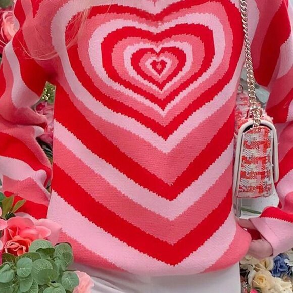NWT Pink Heart Mock Neck Long Sleeve Sweater - Picture 8 of 13